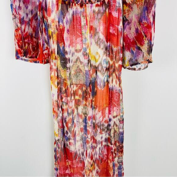 Lucky Brand red purple floral chiffon boho maxi dress small - Picture 7 of 7